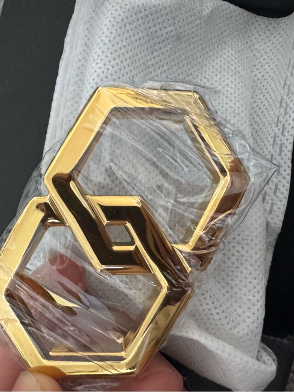 Gold Hexagon Interlocking Belt Buckle - Men Accessories